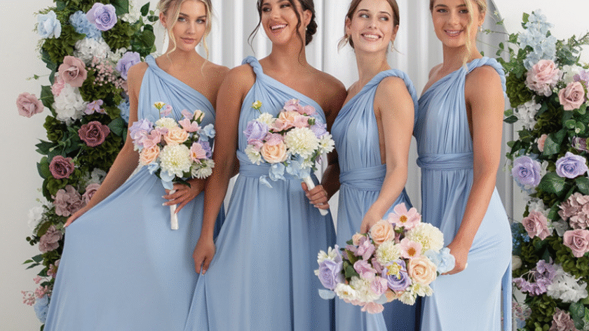 bridesmaid blue dress