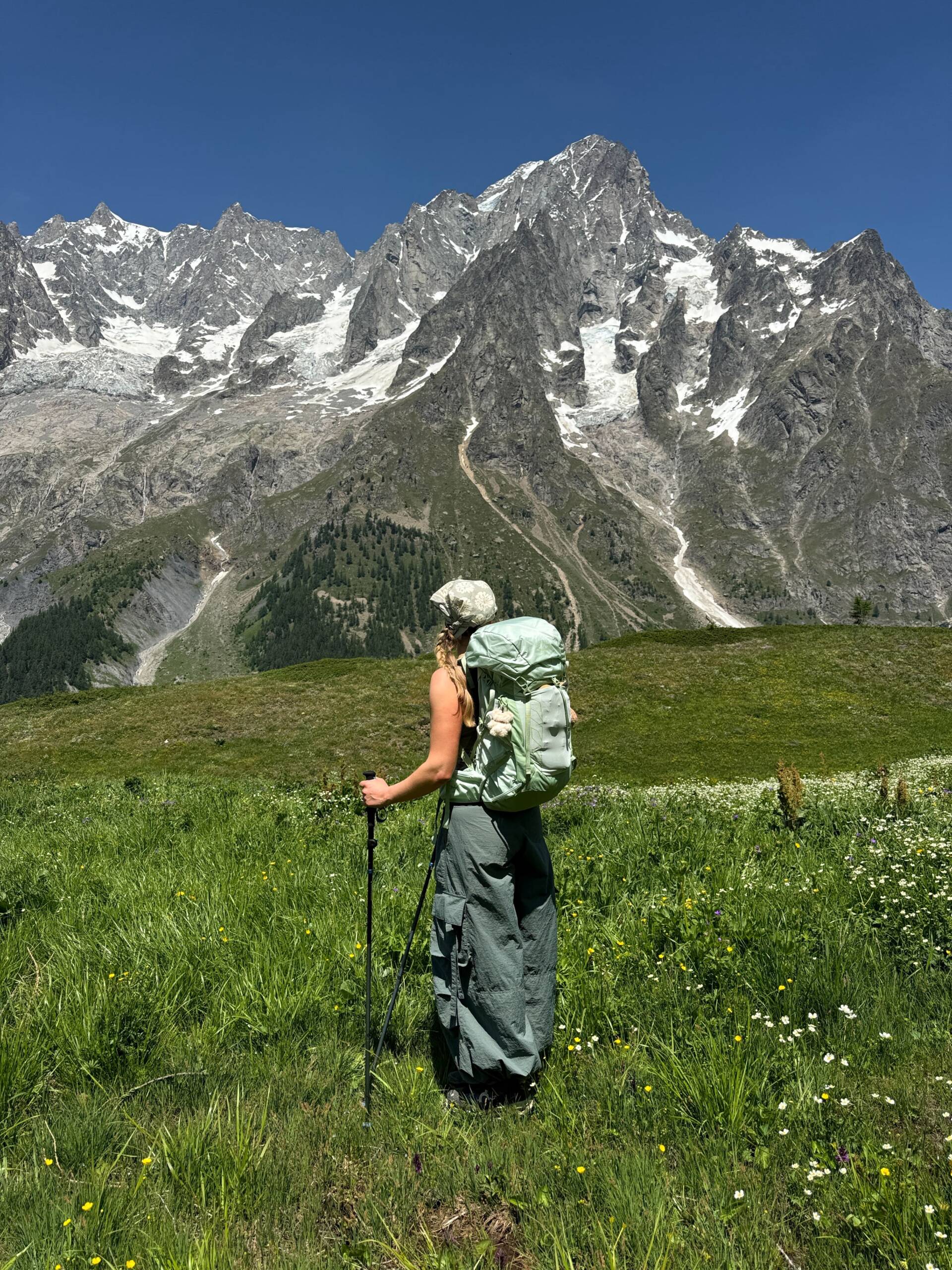 Sabrina Bloedorn hiking in the Mont Blanc