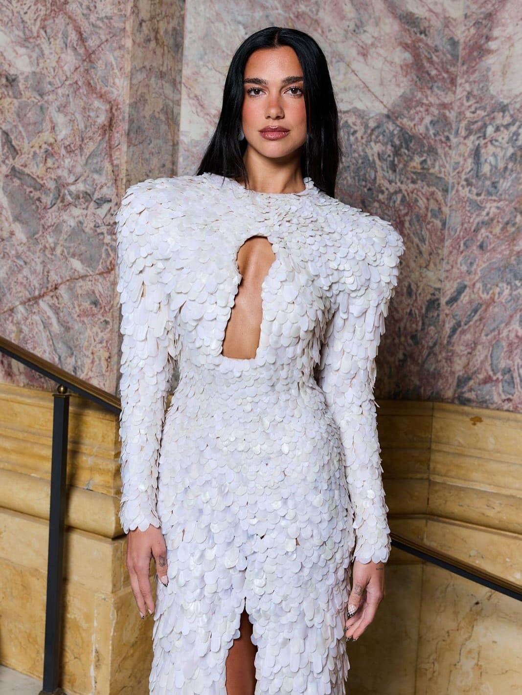 Dua Lipa preparing for the Schiaparelli Haute Couture Fall/Winter 2025-2026 show.
